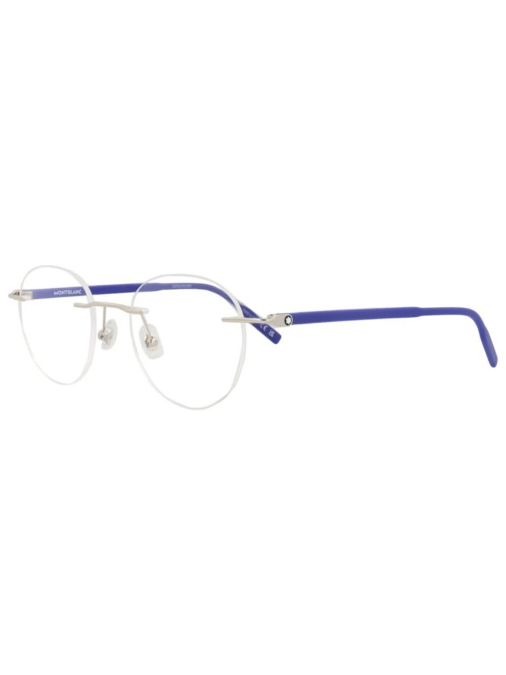 New Montblanc Women's Eyeglasses Round Oval Metal Frame Mens Silver Blue